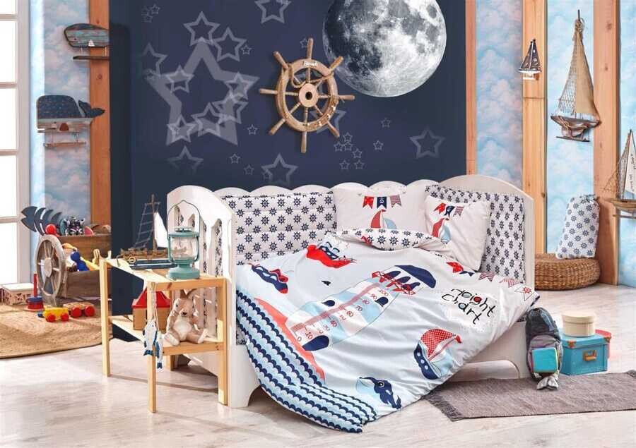 Hobby - Baby Sailor Baby Duvet Cover Set Blue Hobby - Baby Sailor Baby Duvet Cover Set Blue