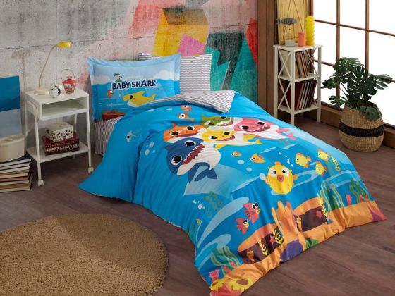 Baby Shark Family Kids Duvet Cover Set Blue