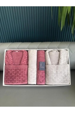 Çeyiz Diyarı - Badem 6 Piece Family Sauna and Bath Set, Bathrobe, Bath Towel 90x150, Hair Towel 50x90, Dry Rose Beige Çeyiz Diyarı - Badem 6 Piece Family Sauna and Bath Set, Bathrobe, Bath Towel 90x150, Hair Towel 50x90, Dry Rose Beige