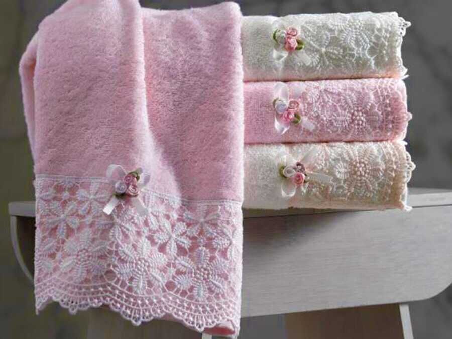 Bamboo Belis Terry Embroidery Jacquard Hand Face Towel 4 Pieces
