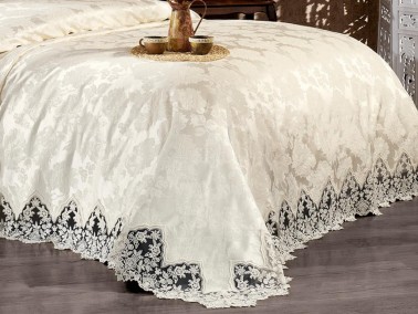 Başak Double Bedspread Set Ecru - Thumbnail