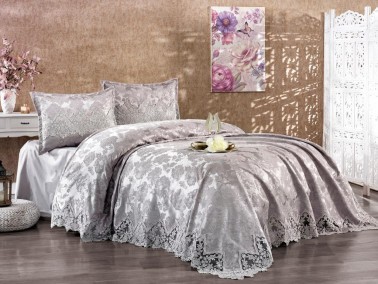 Başak Double Bedspread Set Gray - Thumbnail