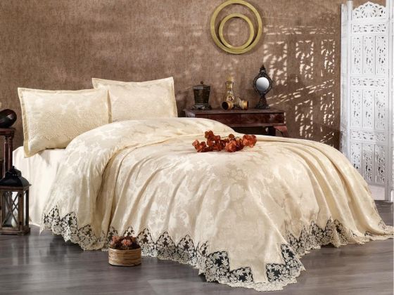 Başak Double Bedspread Set Vanilla