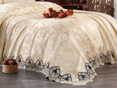 Başak Double Bedspread Set Vanilla - Thumbnail