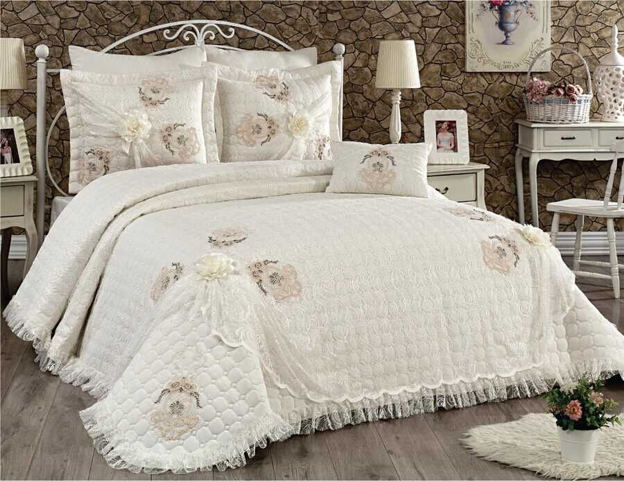  Batik Rose Dowry Bed Cover Cream