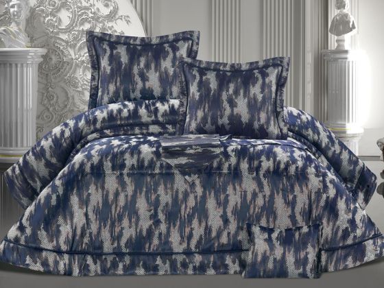 Beatrix 11 Pcs Fiber Filled Luxury Dowry Set Navy Blue