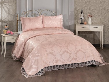 Belinda Double Size Bedspread 250x250 cm with Pillowcase Pink - Thumbnail