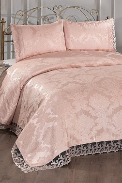 Belinda Double Size Bedspread 250x250 cm with Pillowcase Pink - Thumbnail