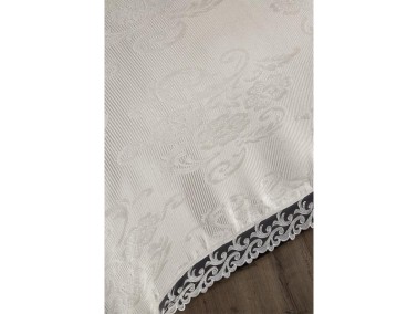 Belins Bedding Set 3 pcs, Bedspread 250x250 cm, Lace, Double Size, Cream - Thumbnail