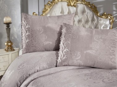 Belins Bedding Set 3 pcs, Bedspread 250x250 cm, Lace, Double Size Gray - Thumbnail