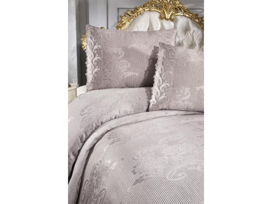 Belins Bedding Set 3 pcs, Bedspread 250x250 cm, Lace, Double Size Gray