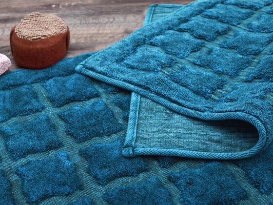 Bergama Cotton Bath Mat Set of 2 Light Blue