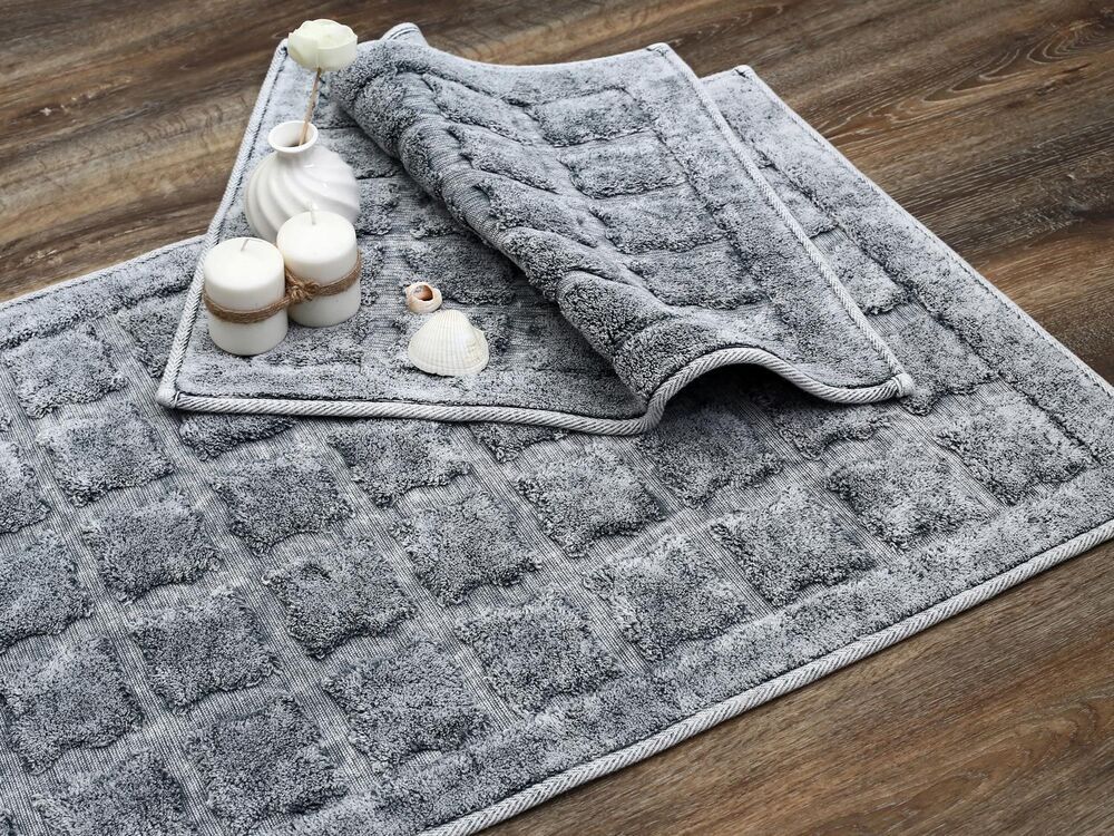 
Bergama Cotton Bath Mat Set 2 Pcs Gray
