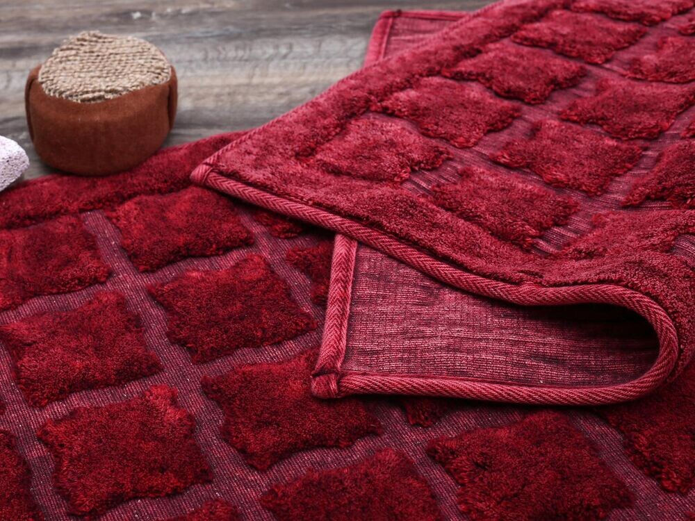 Çeyiz Diyarı - Bergama Cotton Bath Mat Set 2 pcs Red Çeyiz Diyarı - Bergama Cotton Bath Mat Set 2 pcs Red