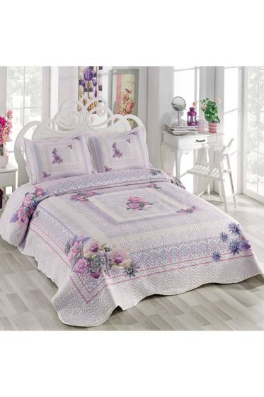 Berry Quilted Bedspread Set 3pcs, Coverlet 250x260, Pillowcase 50x70, Double Size, Full Size, Full Bed,