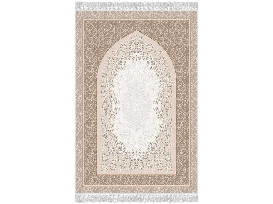 Bervaze Mix Velvet Prayer Rug Brown