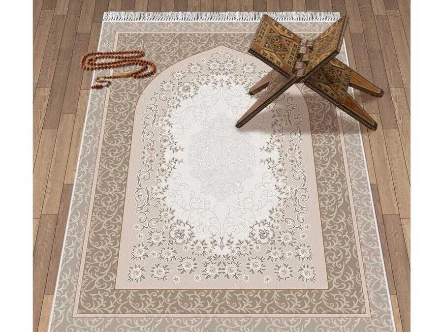 Bervaze Mix Velvet Prayer Rug Brown