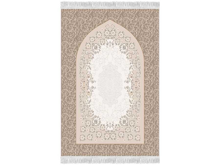 Bervaze Simple Velvet Prayer Rug Brown