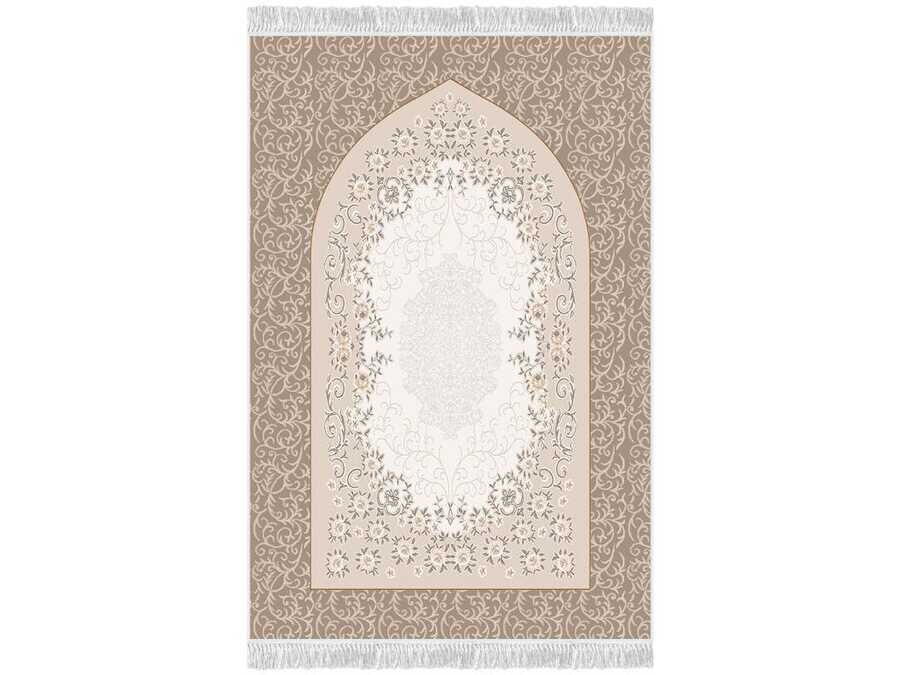 Bervaze Simple Velvet Prayer Rug Brown