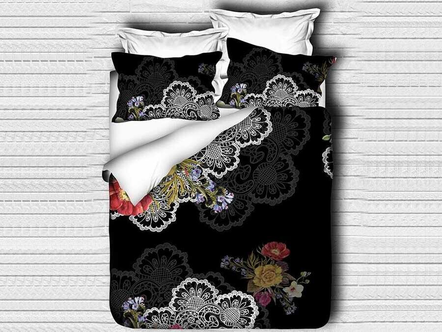 Best Class - Best Class Digital Printed 3d Double Duvet Cover Set Black Rose Best Class - Best Class Digital Printed 3d Double Duvet Cover Set Black Rose
