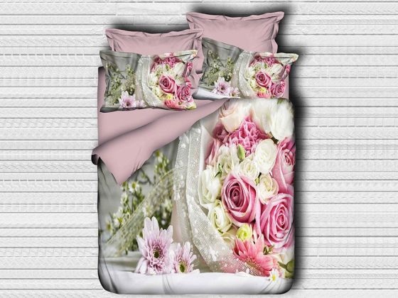 Digital Printed 3d Double Duvet Cover Set Bridal Flower
