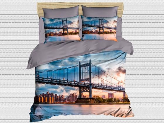 Digital Printed 3d Double Duvet Cover Set Bridge