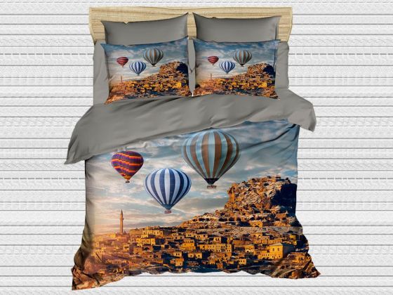 Digital Printed 3d Double Duvet Cover Set Grey Balloon