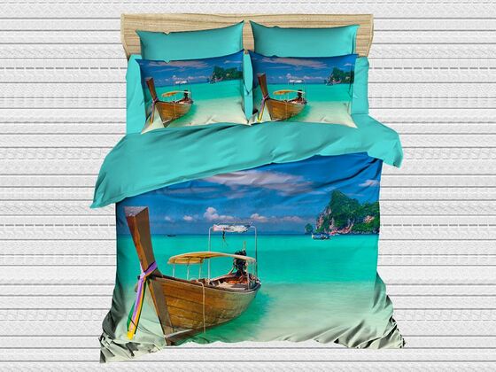 Digital Printed 3d Double Duvet Cover Set Island