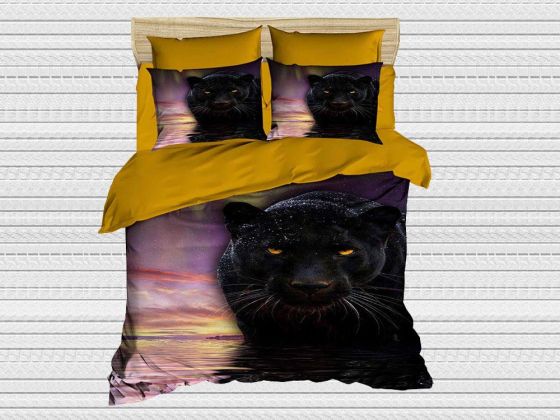 Digital Printed 3d Double Duvet Cover Set Jaguar