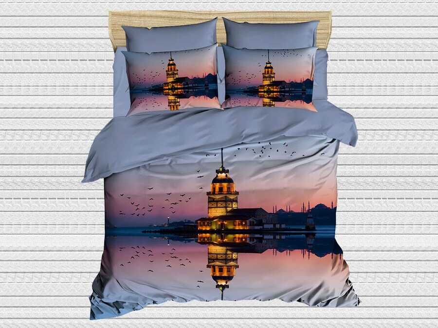 Digital Printed 3d Double Duvet Cover Set Kız Kulesi