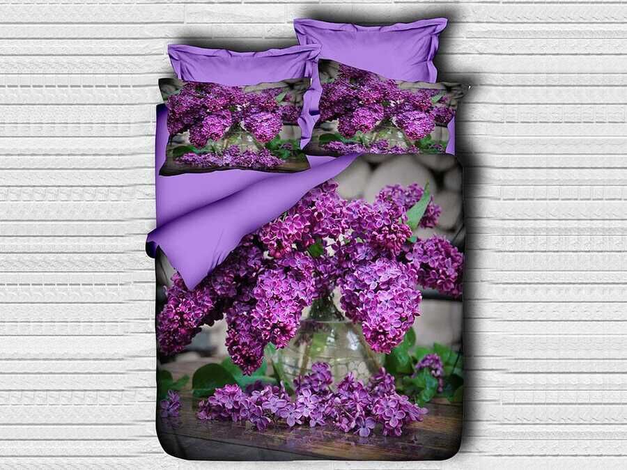 Digital Printed 3d Double Duvet Cover Set Lilac