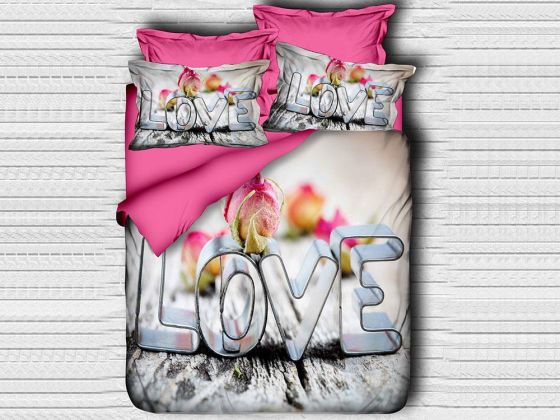 Digital Printed 3d Double Duvet Cover Set Love