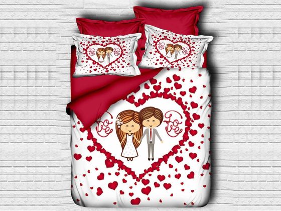 Digital Printed 3d Double Duvet Cover Set Lovers