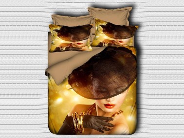 Best Class - Best Class Digital Printed 3d Double Duvet Cover Set Miss Gold