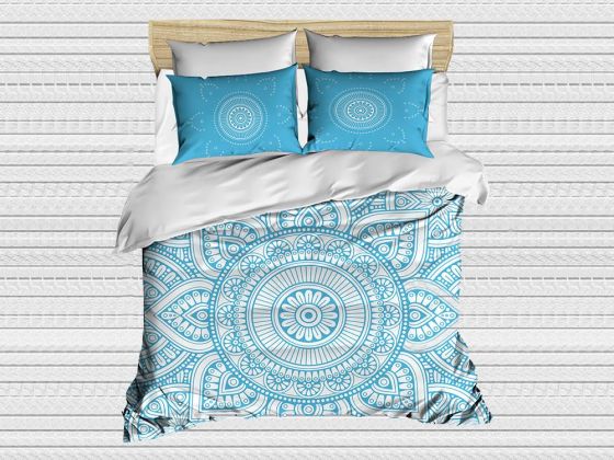 Digital Printed 3d Double Duvet Cover Set Pattern Blue