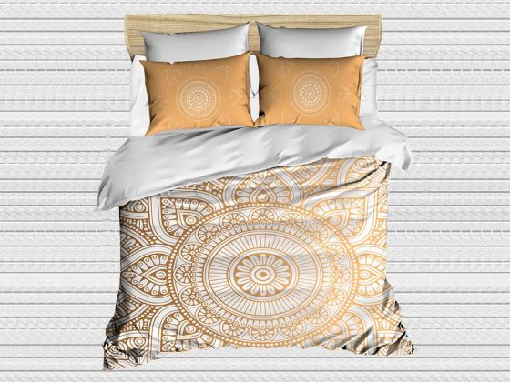 Digital Printed 3d Double Duvet Cover Set Pattern Gold