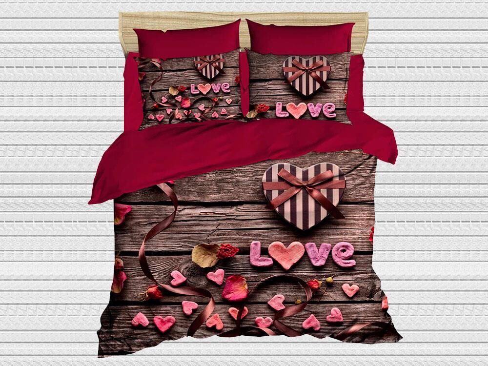 Digital Printed 3d Double Duvet Cover Set Pure Love