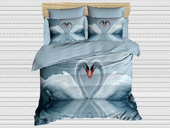 Digital Printed 3d Double Duvet Cover Set Swan