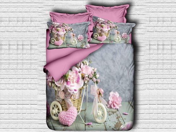 Digital Printed 3d Double Duvet Cover Set Sweet Bike