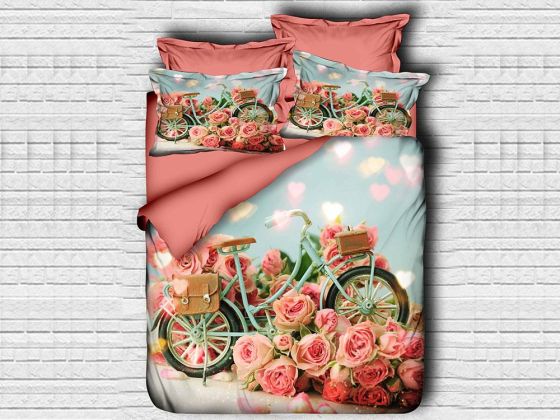 Digital Printed 3d Double Duvet Cover Set Tiny Bike