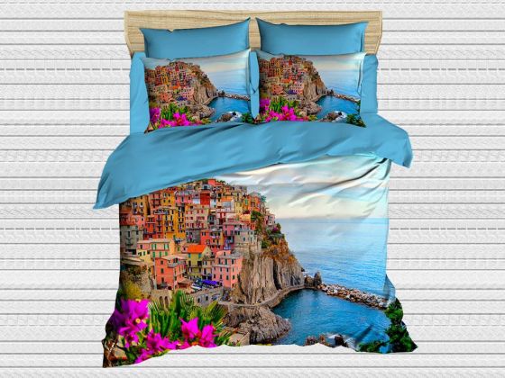 Digital Printed 3d Double Duvet Cover Set Village