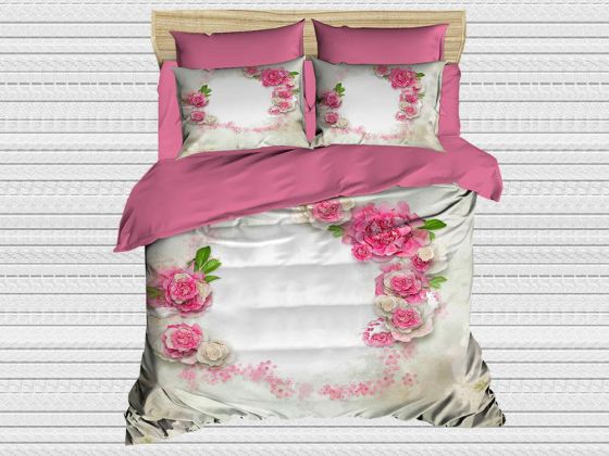 Digital Printed 3d Double Duvet Cover Setı White Rose