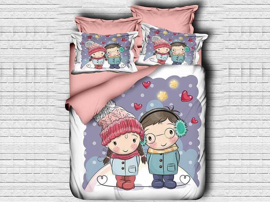 Best Class - Best Class Digital Printed 3d Double Duvet Cover Set Winter Love Best Class - Best Class Digital Printed 3d Double Duvet Cover Set Winter Love