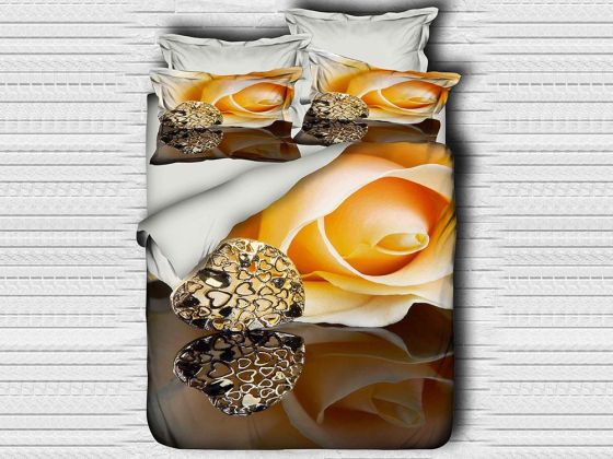 Digital Printed 3d Double Duvet Cover Set Yellow Rose
