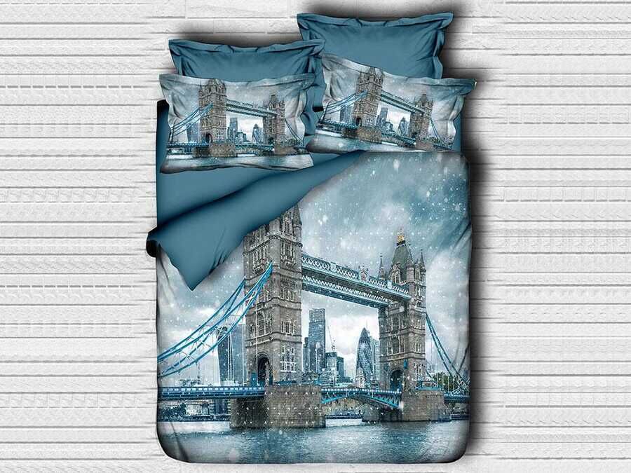 Digital Printed 3d Double Duvet Cover Set Bridge