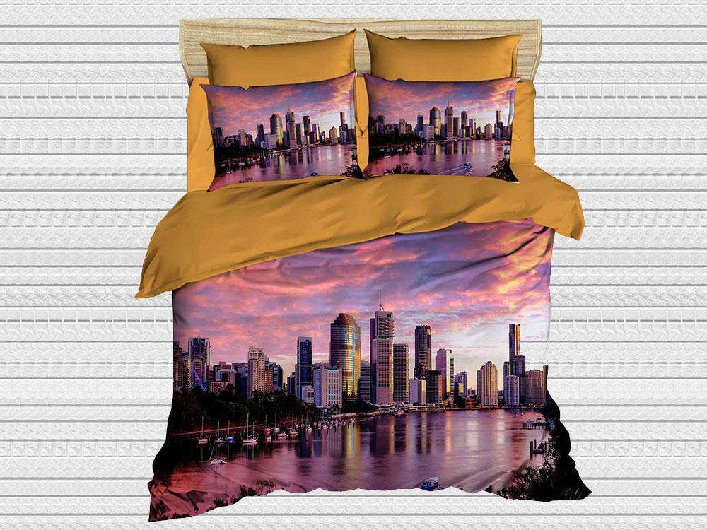 Digital Printed 3d Double Duvet Cover Set City