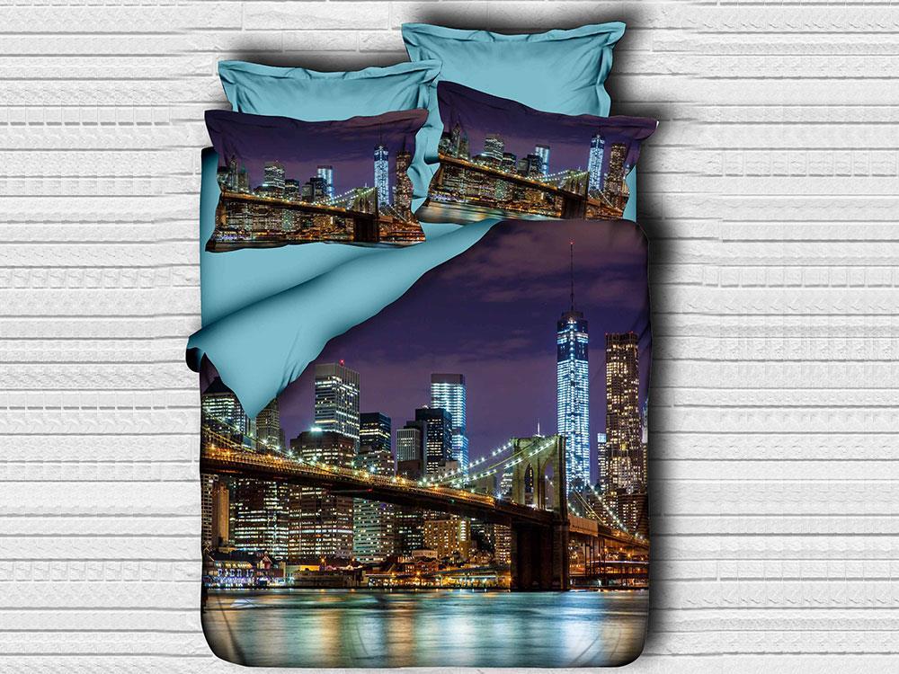 Digital Printed 3d Double Duvet Cover Set City