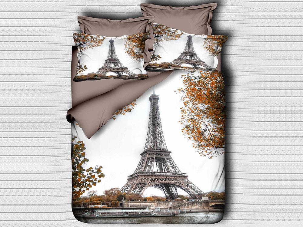Digital Printed 3d Double Duvet Cover Set Eiffel