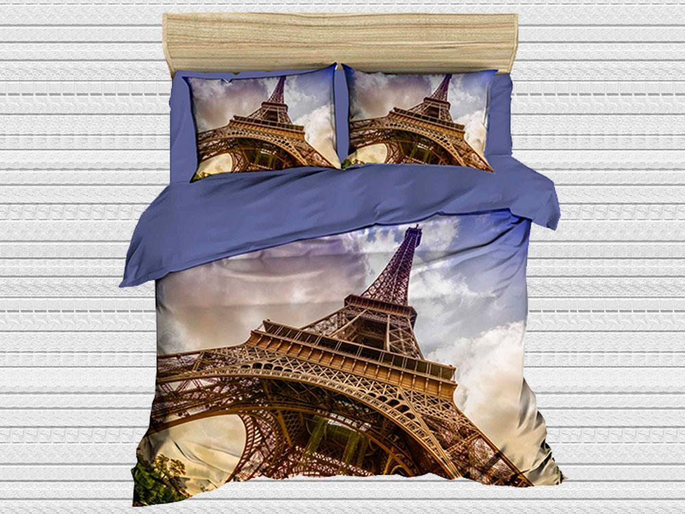 Digital Printed 3d Double Duvet Cover Set Eiffel Tower