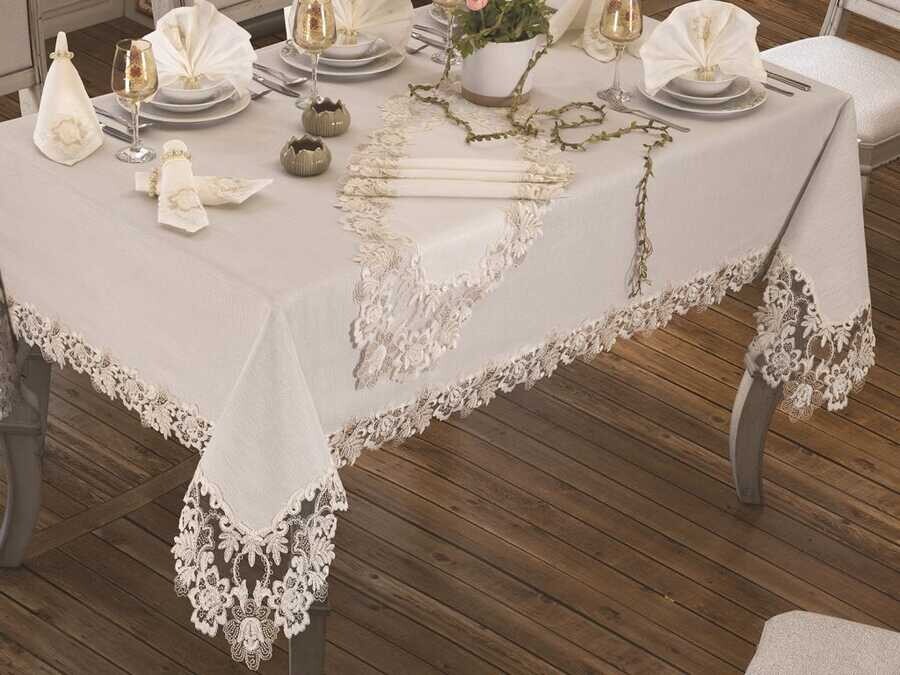 Beste Table Cloth 160x260 Cm 26 Pieces Cream - Thumbnail